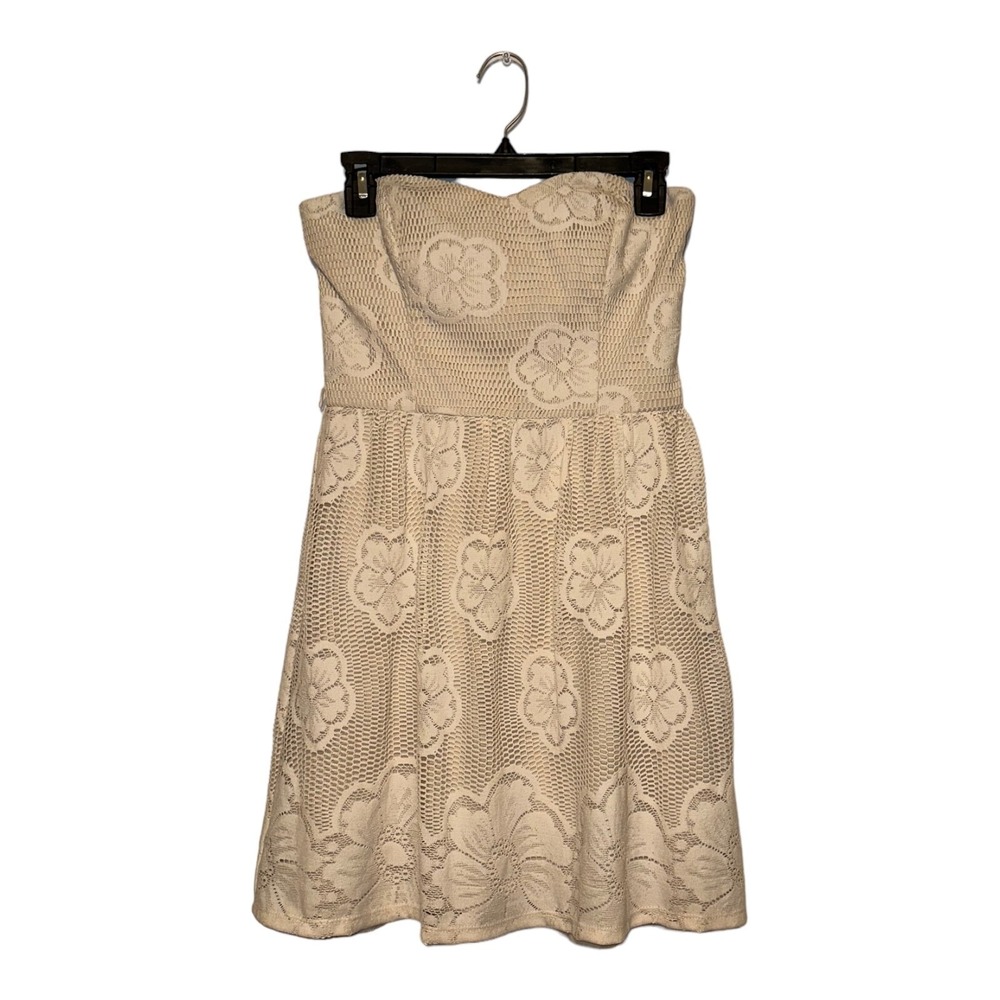Teeze‎ Me Womens strapless dress size 9 Lined Lace Flowers Mini